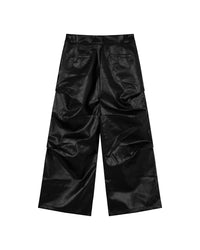 LEATHER PLEATED PANTS